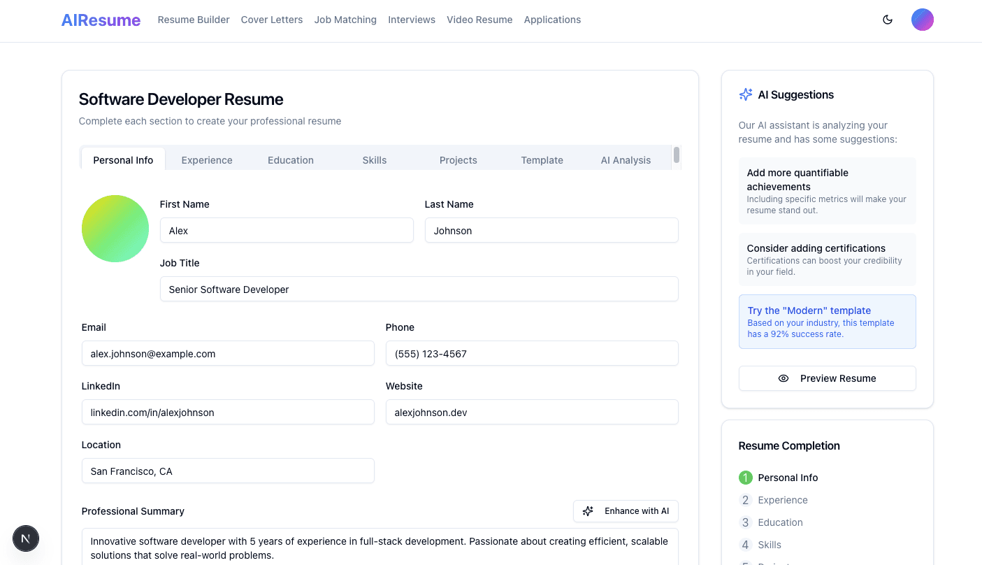 AI-Powered Resume Builder
